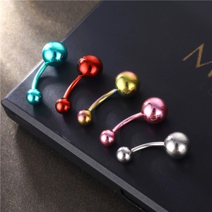 Fashion 316L Surgical Stainless Steel Navel Ring Double Ball Curved Barbell Piercing Jewelry For Women Body Decoration