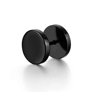 Boucle d'oreille haltère minimaliste en acier titane noir poli pour hommes et femmes