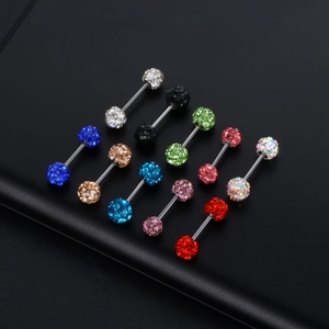 Roestvrijstalen Dubbele Kop Barbell Oorknopjes Met Klei Strass Bal Voor Helix Tragus Piercing Unisex Sieraden
