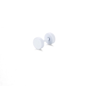 Pendientes de barra de acero inoxidable blanco mate con diseño de doble disco plano