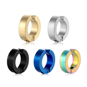 Orecchini a Clip in Acciaio Inossidabile Unisex Senza Buco Cerchio con Cerniera per Uomo Donna Semplici Gioielli di Moda
