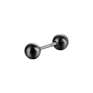 Piercing haltère en acier inoxydable noir avec finition polie et barre centrale argent