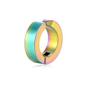 Orecchino a clip in acciaio al titanio arcobaleno lucido per orecchie senza buco