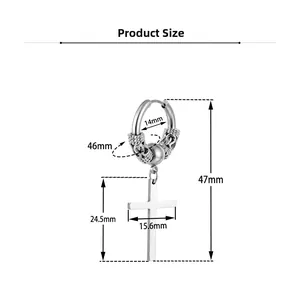 Guide détaillé des dimensions pour boucles d'oreilles croix vintage montrant les mesures