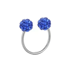 Anello per setto a U in acciaio inossidabile con sfere pavimentate di cristalli blu