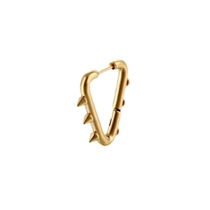 Gold stainless steel triangle hoop earring with spike rivets in punk fashion style