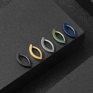 Detailed set of 5 stainless steel crescent piercing jewelry in assorted metallic colors