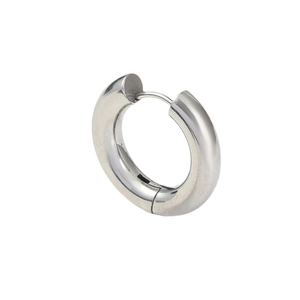 Boucle d'oreille anneau épaisse en acier inoxydable argenté avec finition miroir polie