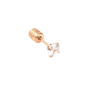 Titanium steel stud earring with four-claw round zircon and secure screw back design