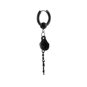 Pendientes colgantes de estilo punk gótico en acero de titanio negro con aro y borla de metal