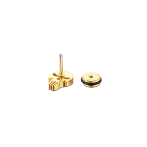 Mini titanium steel skull stud earring with gold plating and screw back design