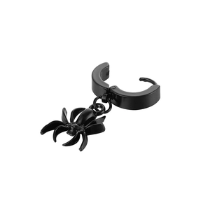 Gothic black spider pendant earring in matte titanium steel for punk style jewelry
