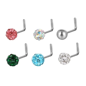 Piercing al Naso a Forma di L in Acciaio Inossidabile 316L Con Sfera di Cristallo in Zirconia Gioielli per Donna Uomo