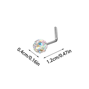 Piercing al naso a forma di L in acciaio chirurgico con sfera di cristallo 4mm