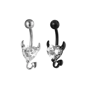 Piercing all'Ombelico a Cuore di Diavolo in Acciaio Inossidabile Rame Zirconia Gioielli per Donna Moda Corno e Coda di Diavolo