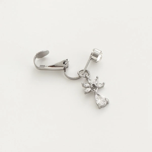 Ασημένιο ψεύτικο piercing ομφαλού με λουλούδι ζιργκόν για σέξι εμφάνιση κοσμημάτων σώματος