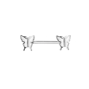 Sleek 16G stainless steel nipple ring featuring a butterfly design for body piercing