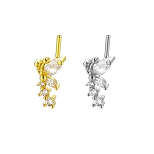Sexy Schmetterling L-Förmiger Nasenstecker Kupfer Zirkonia Marquise-Schliff Piercing Schmuck Gold Silber Farbe Für Damen Party Zubehör