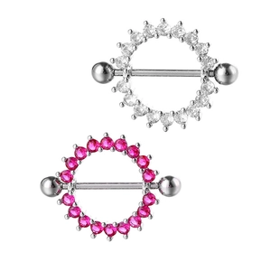 Scudi per capezzoli in acciaio inossidabile 16G con design circolare cavo e cristalli