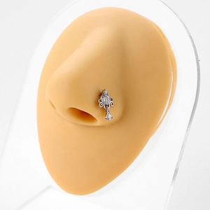 Élégant piercing de nez en L 20G avec oxydes de zirconium et pendentif goutte d'eau