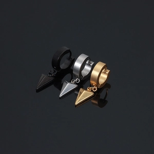 Punk Stainless Steel Triangle Pendant Huggie Earrings Minimalist Geometric Dangle Ear Buckles For Men Women Trendy Jewelry