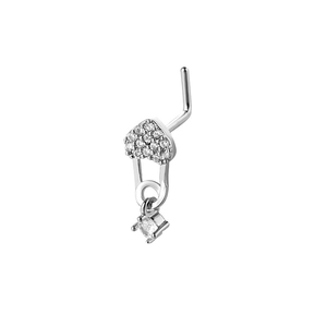 Piercing de nez en forme de cœur et épingle de sûreté avec oxydes de zirconium brillants