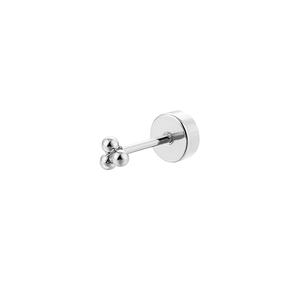 Clou d'oreille poli en acier chirurgical argenté avec un design minimaliste à trois billes