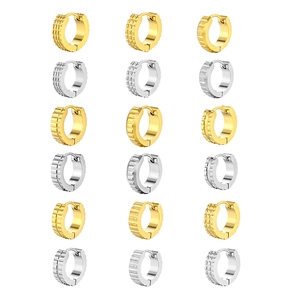 Orecchini a Cerchio Huggie in Acciaio Inossidabile 316L con Motivo a Ingranaggi Stile Industriale Geometrico Oro Argento per Uomo Donna