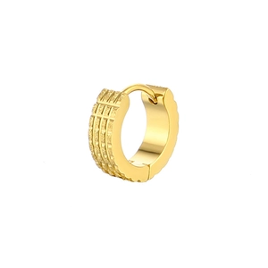 Gepolijste gouden ringoorbel voor heren en dames met getextureerde matte afwerkingen