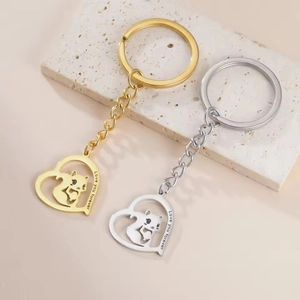 Squirrel heart keychain set in gold and silver finish with Love You Forever engraving