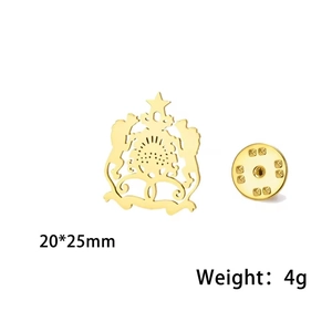 Golden Moroccan cut-out crest brooch in stainless steel for suits, size 20x25mm