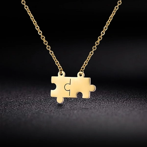 Collana con Ciondolo a Forma di Puzzle in Acciaio Inossidabile per Coppie Uomo Donna Girocollo Minimalista Oro Argento Gioielli Festa Regalo di San Valentino