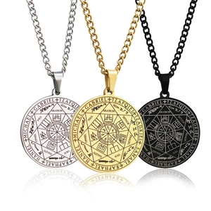 Sceau Des Sept Archanges Salomon Pendentif Collier Acier Inoxydable Rétro Talisman Bijoux Pour Hommes Femmes Amulette Occulte