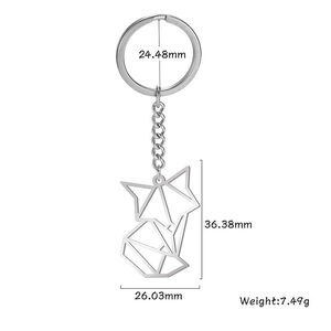 Detailed view of the fox keychain dimensions with weight and size specifications in mm