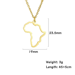 Detail showing 23.5mm African map outline pendant with 45+5cm adjustable chain