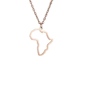 Rose gold Africa map silhouette pendant necklace for women with hollow-out design
