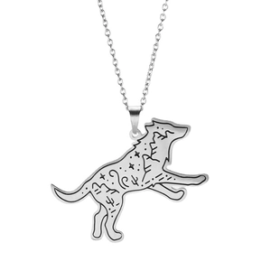 Punk style stainless steel wolf pendant necklace with etched mountain stars scenery