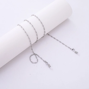 Silver bead chain glasses strap with lobster clasps and non-slip silicone loops