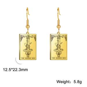 Classic golden tarot earrings featuring The Hanged Man design for a vintage fashion look