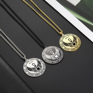 Erzengel Michael Koptisches Kreuz Anhänger Halskette in Gold, Silber und Schwarz Edelstahl