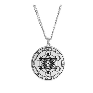 Stainless steel Archangel Metatron Cube pendant necklace with sacred geometry engraving