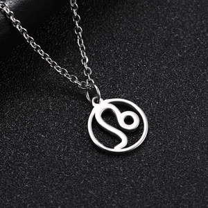 Minimalist Stainless Steel Twelve Zodiac Signs Hollow Round Pendant Necklace For Women Men Astrological Jewelry Birthday Gift
