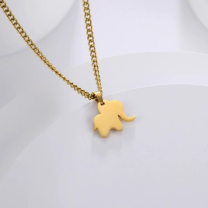 Modern 304 Stainless Steel Elephant Pendant Necklace 18K Gold Plated Cutout Animal Mother Child Jewelry Unisex Daily Accessory