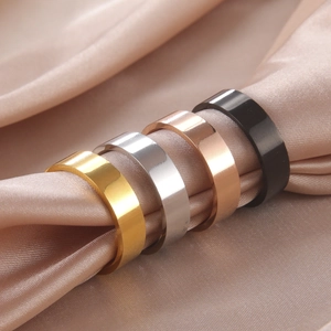 Polished 6mm stainless steel band rings in gold, silver, rose gold and black finishes