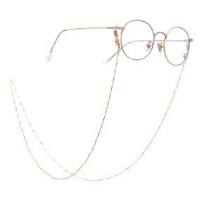 Chaîne de lunettes élégante en cuivre doré avec maillons cylindriques et boucles