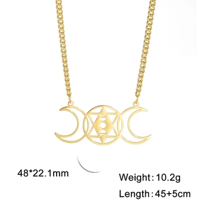 18k gold plated stainless steel triple moon star pendant necklace with dimensions