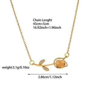 Afmetingen van gouden tulp hanger ketting met 43cm+5cm verstelbare ketting