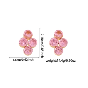 Specifiche dettagliate delle dimensioni per orecchini a perno con strass rosa e oro