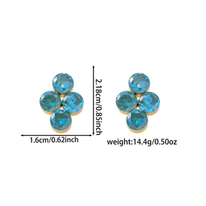 Specifiche dettagliate delle dimensioni degli orecchini a perno con cristalli blu