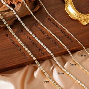 Colliers tennis en acier inoxydable plaqué or 18k en largeurs de 1mm à 4mm pour femme